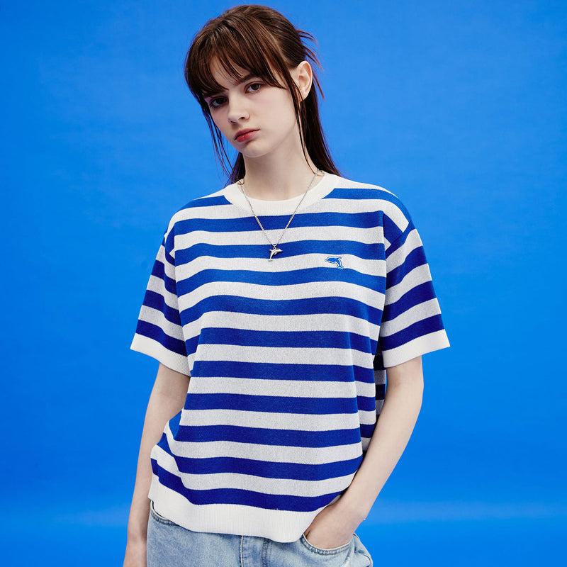 ドルフィンストライプハーフスリーブニット/Dolphin stripe half sleeve knit – 60% - SIXTYPERCENT