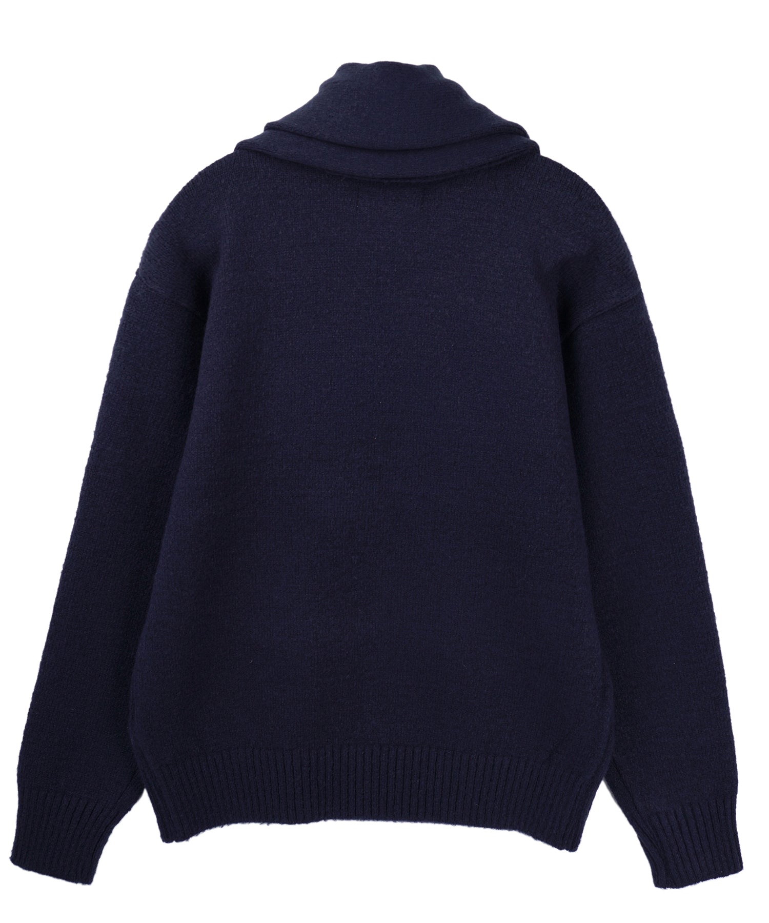 Pullover muffler knit set_navy