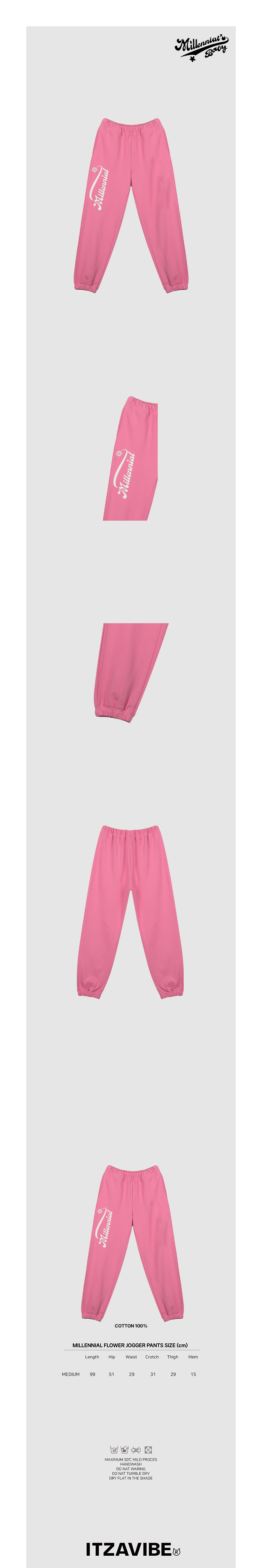 MILLENNIAL FLOWER JOGGER PANTS - PINK