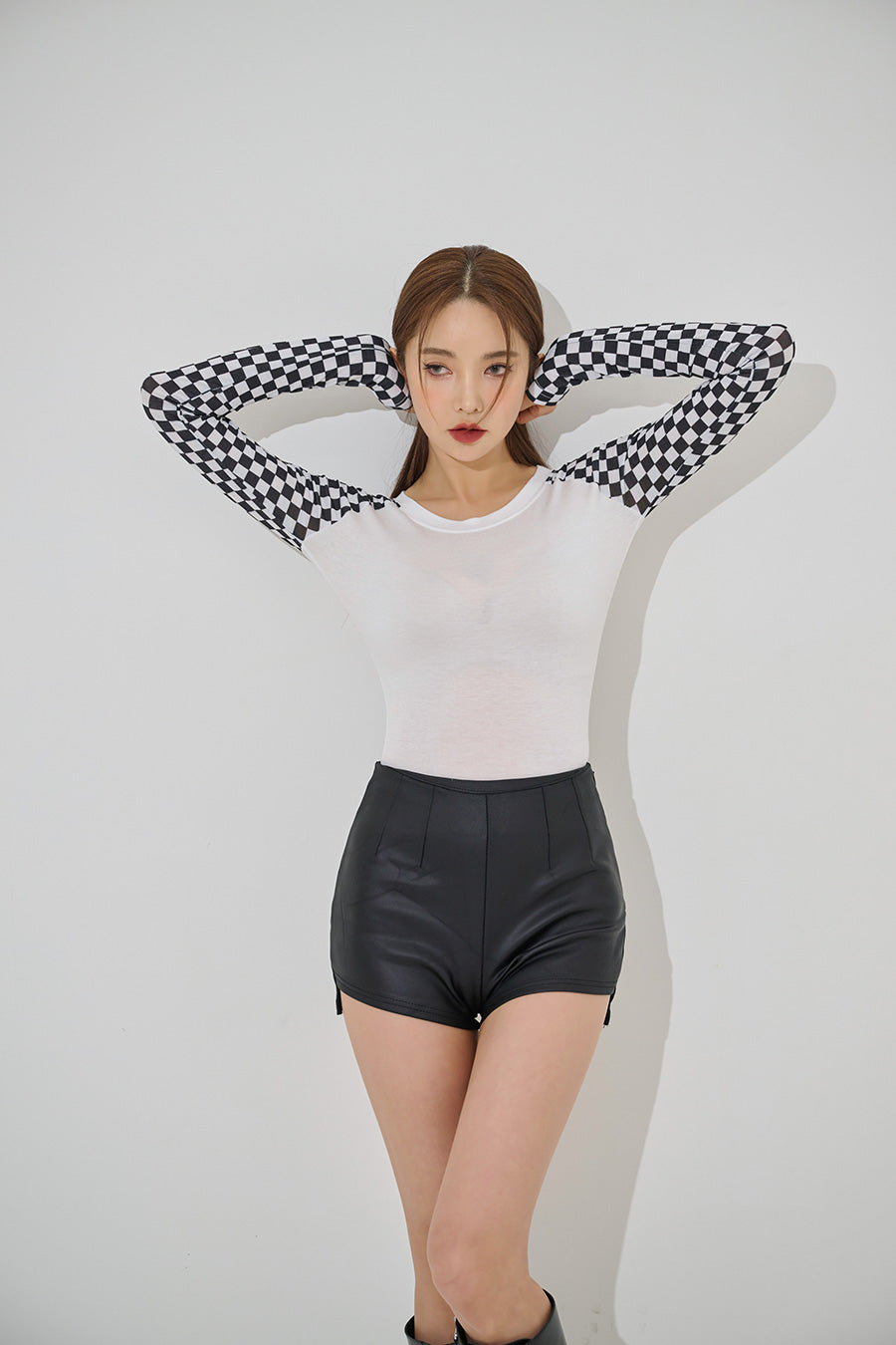 checkerboard crop tee(9183)