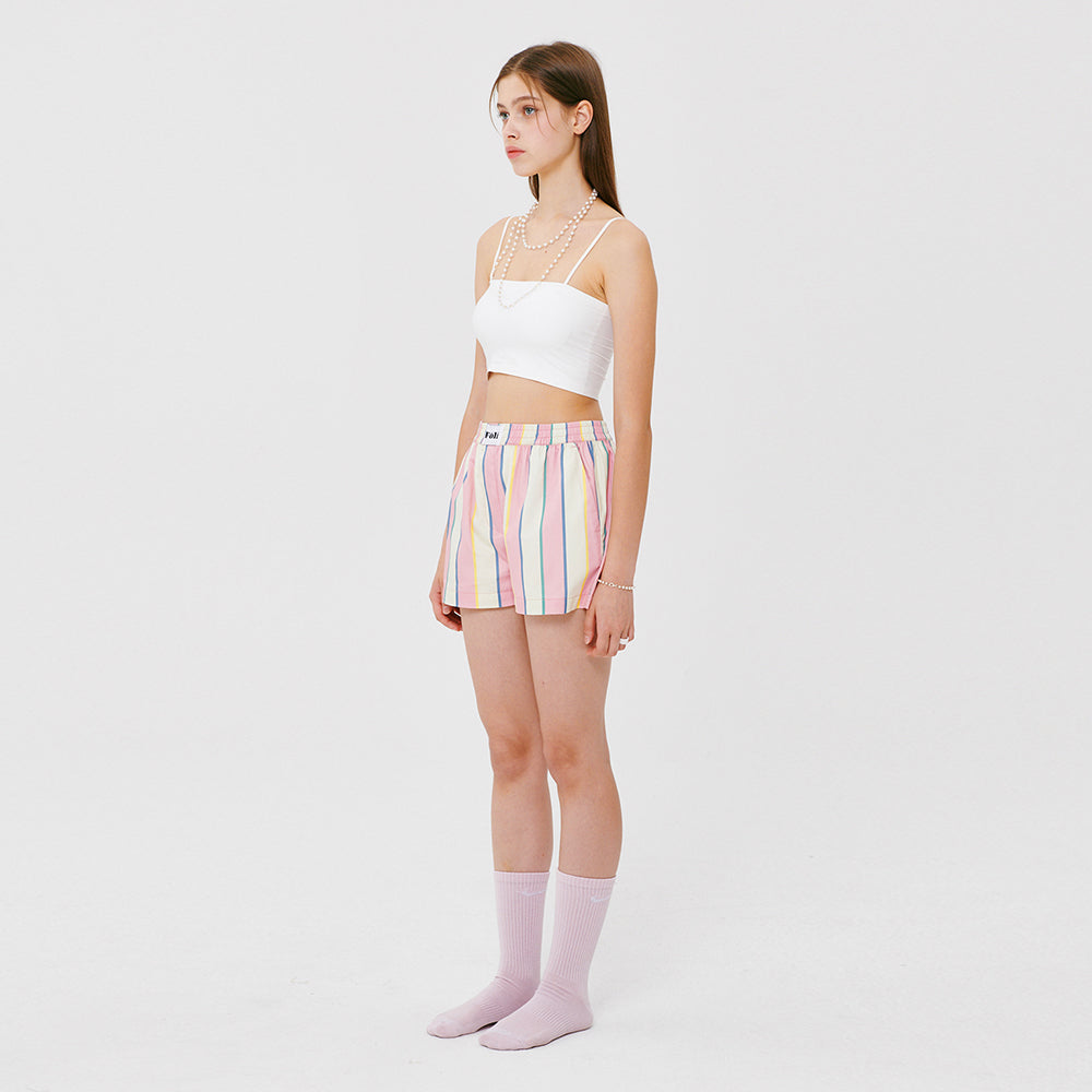 (W) Creamy Stripe PJ Shorts