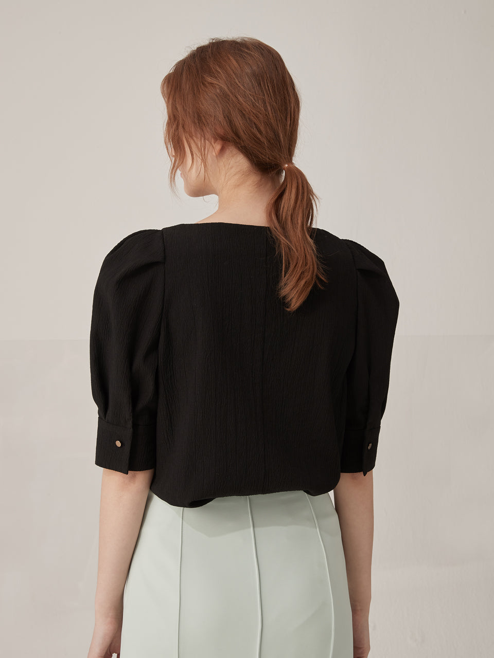 Square neck puff blouse