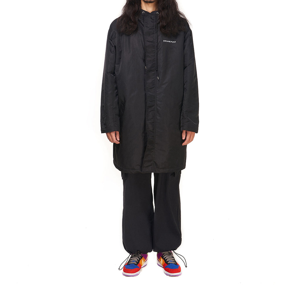 NYLON HOOD LONG PARKA black