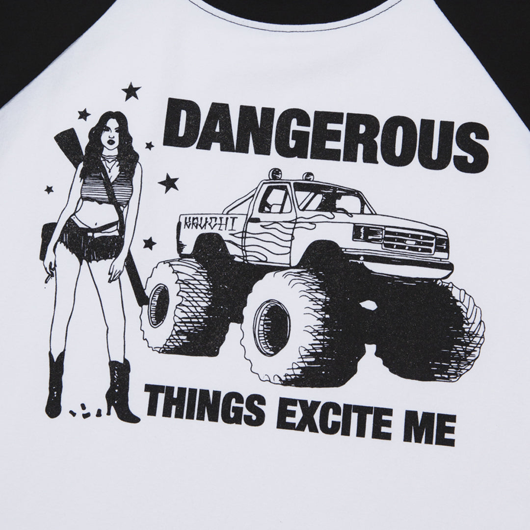 DANGEROUS Raglan long-sleeved T-Shirt (WHITE) WOMENS