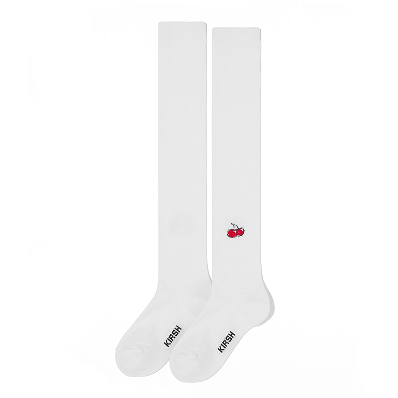 CHERRY LOGO KNEE SOCKS [WHITE]