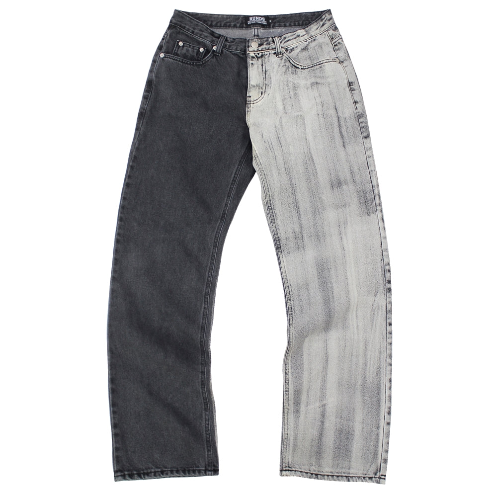 half&half brush wide denim pants (washed black)