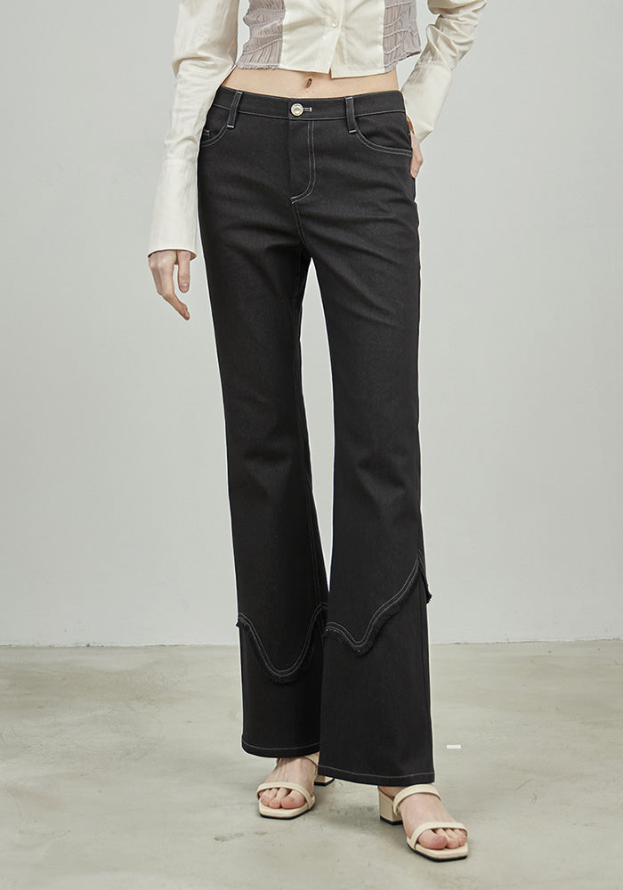 WAVY CUTTED DENIM PANTS