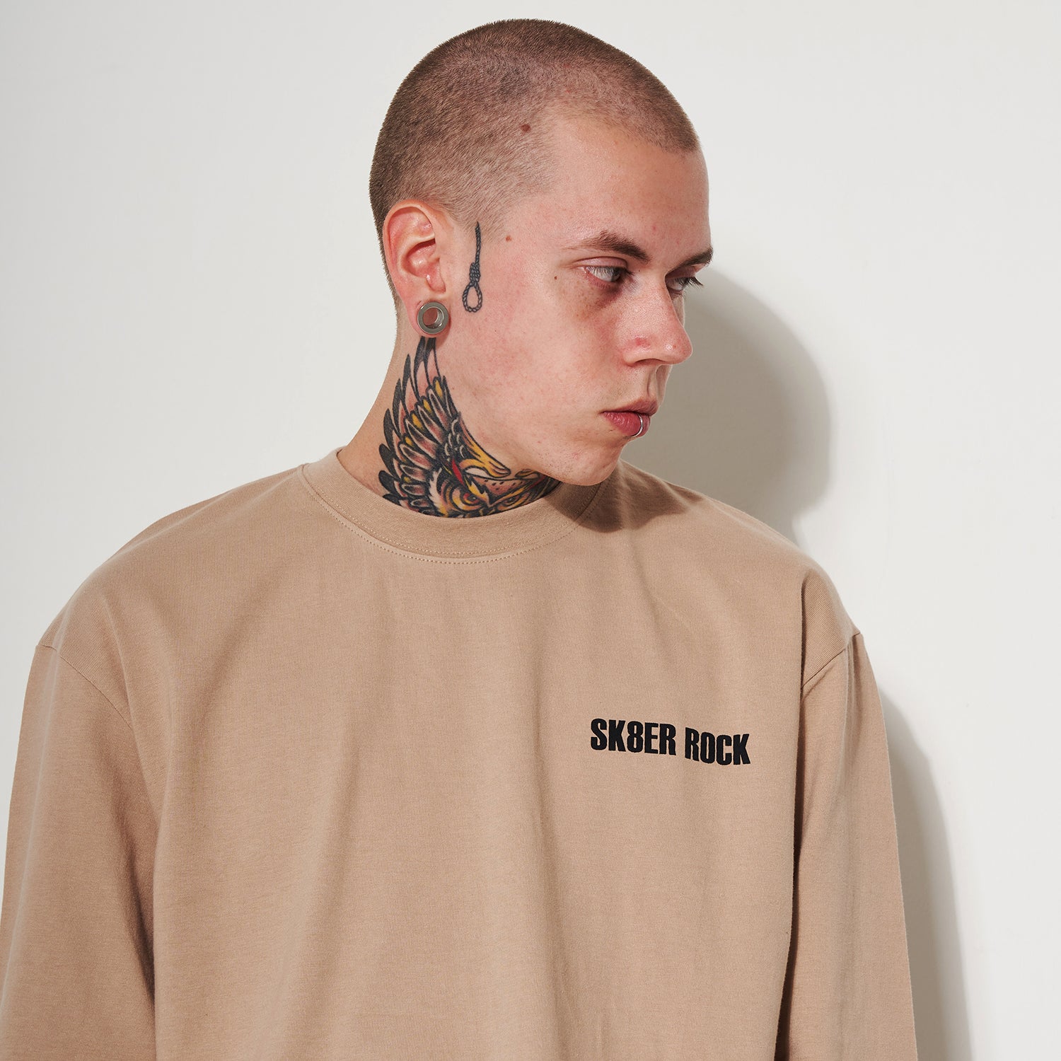 SK8ER ROCK LONG SLEEVE T-SHIRT BEIGE