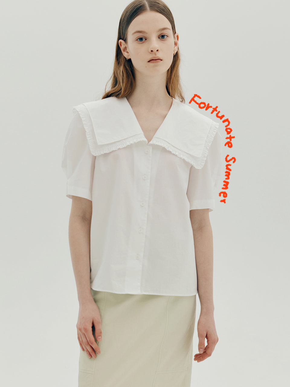 Double frill blouse - White