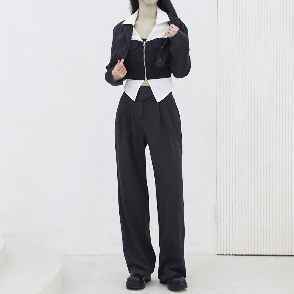 Dane Crop Jacket + Slacks Pants Set