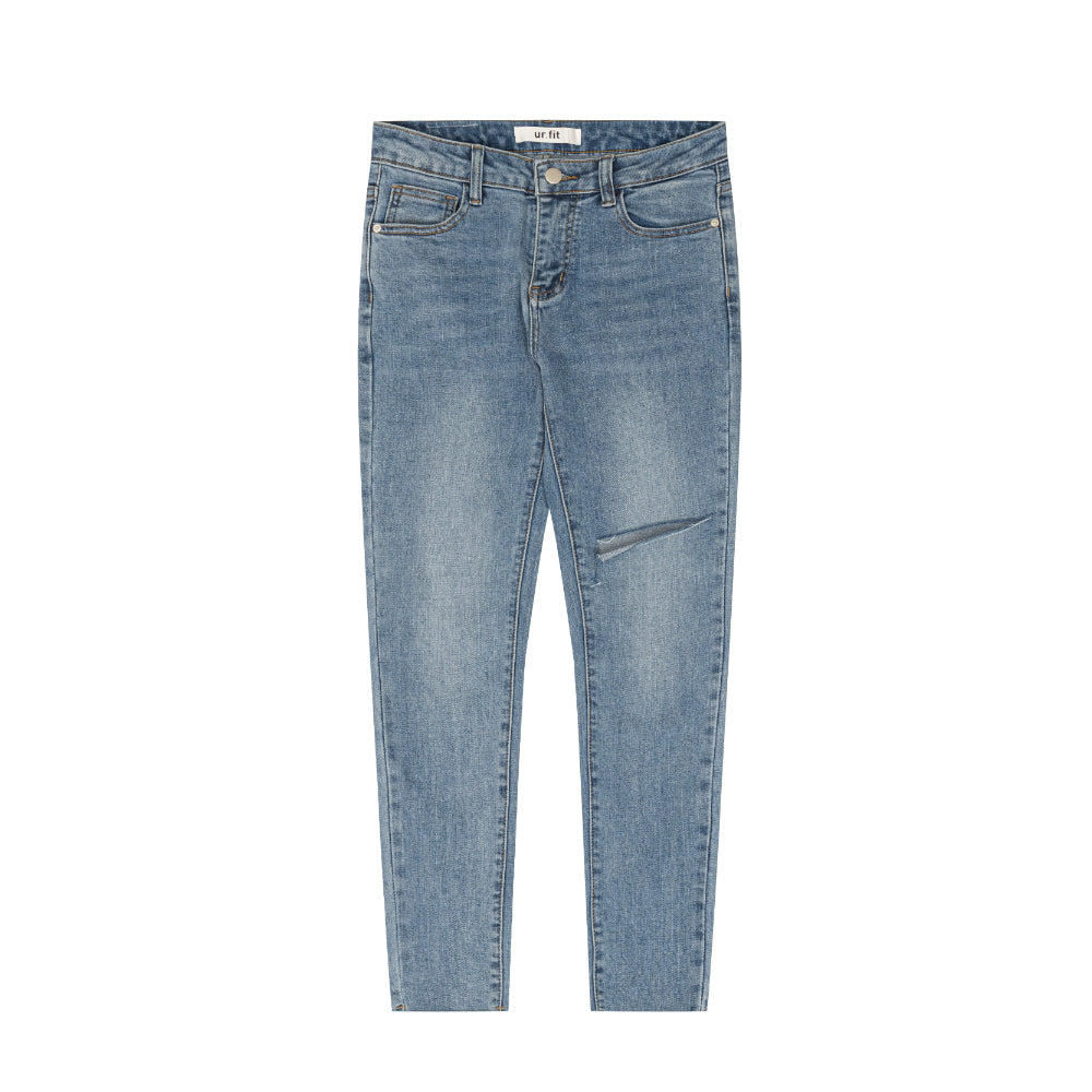 HIGH SPANDEX DESTROYED LIGHT BLUE SKINNY JEAN [6060]