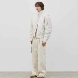 Belted Carpenter Cotton Pants (Ivory)