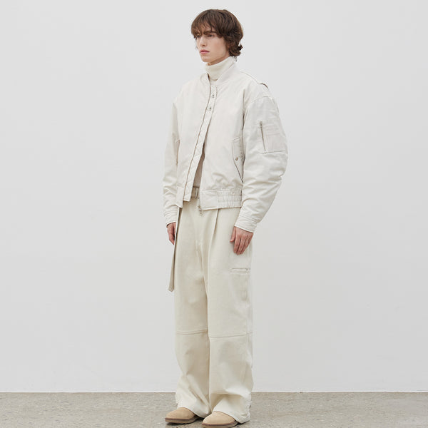 Belted Carpenter Cotton Pants (Ivory)