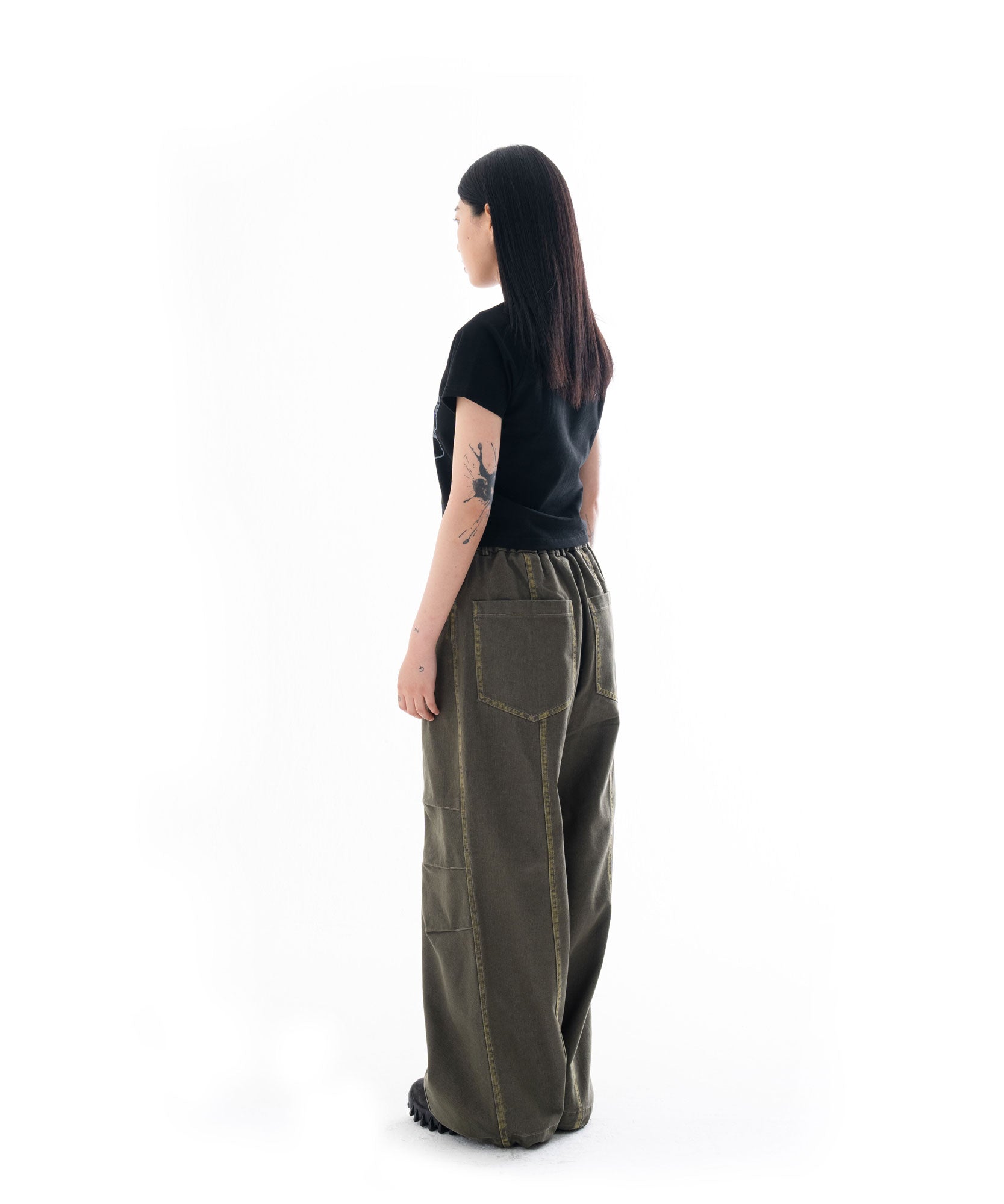 Washed Line Denim Pants (Khaki)