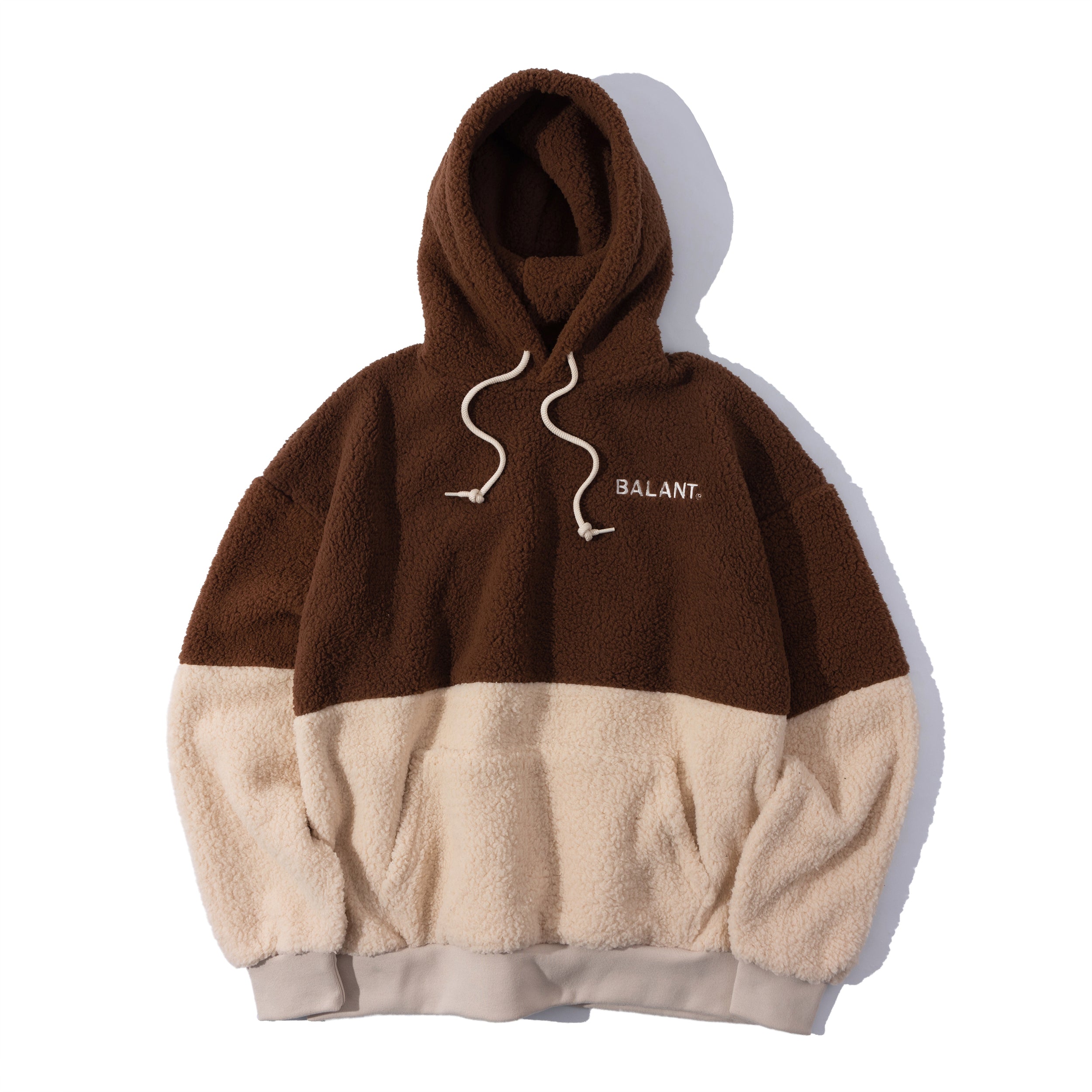 Classic Color Block Fleece Hoodie - Brown