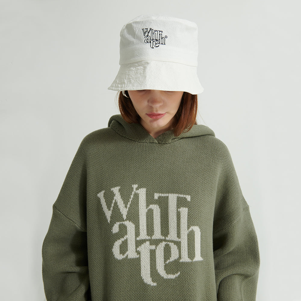 WHATTHE Logo Bucket Hat White