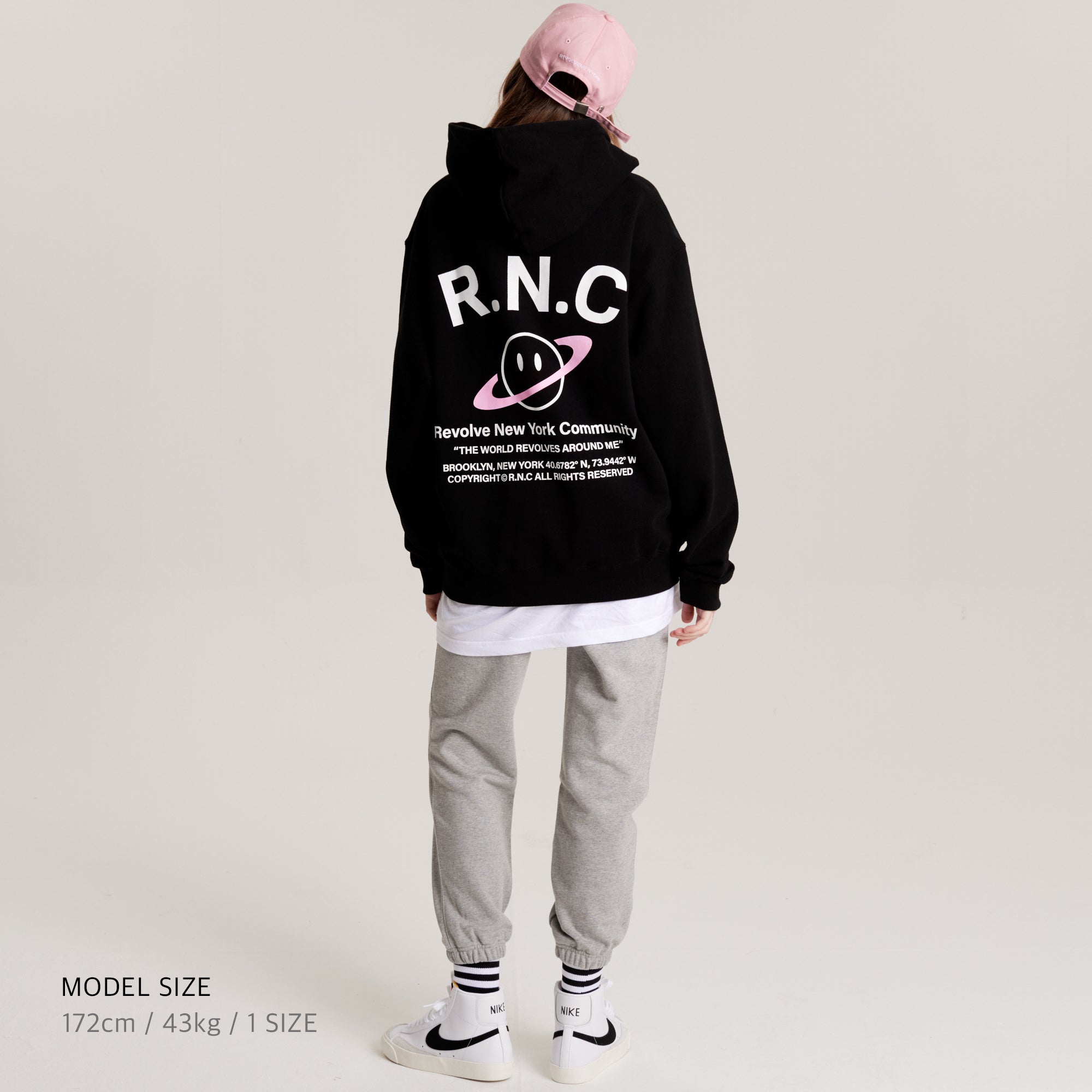 Over-sized Signature Hoodie with Pink Band