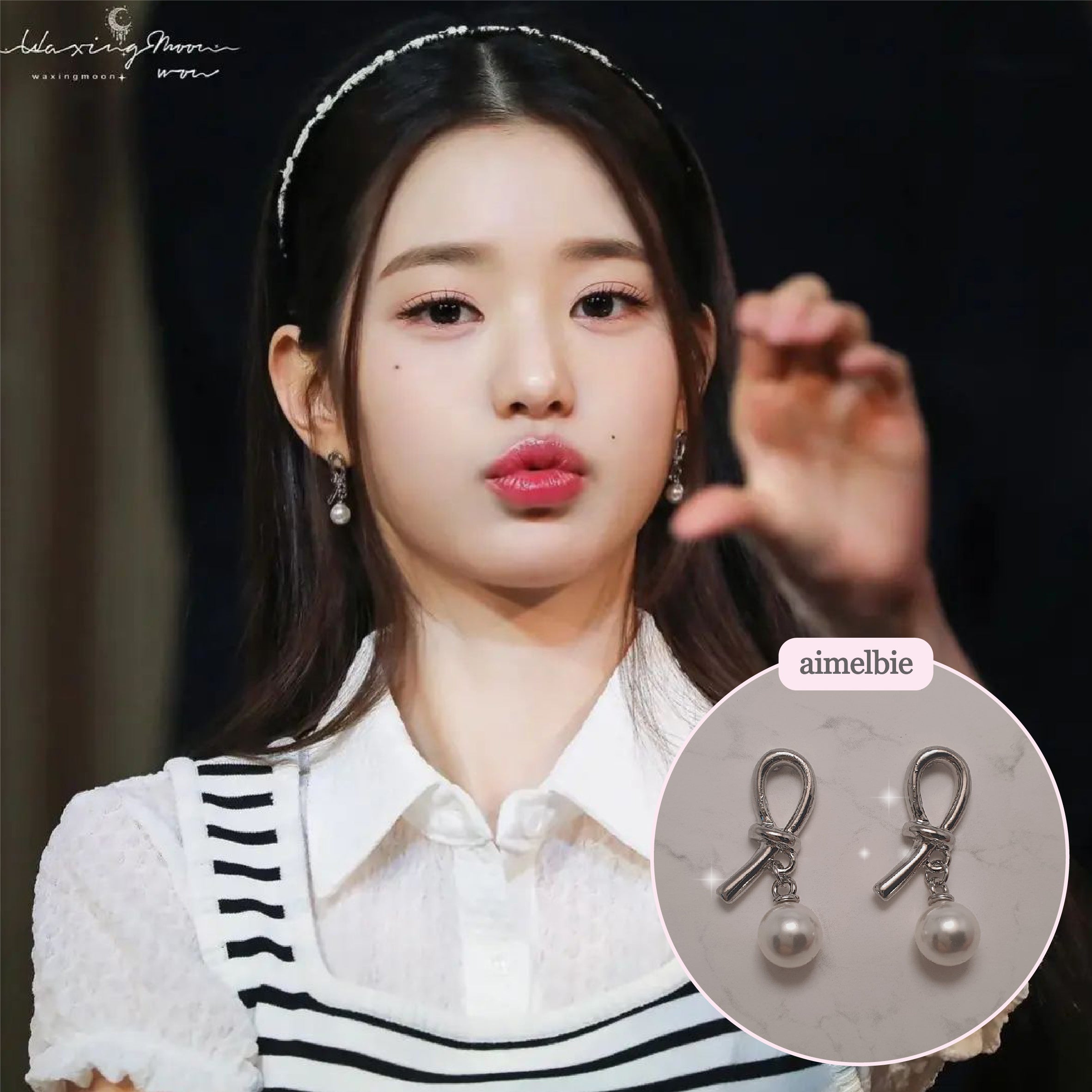  Daily Silver Ribbon Piercing (IVE Wonyoung, Yujin, STAYC Sieun, Oh My Girl Hyojung, Seunghee Piercing)