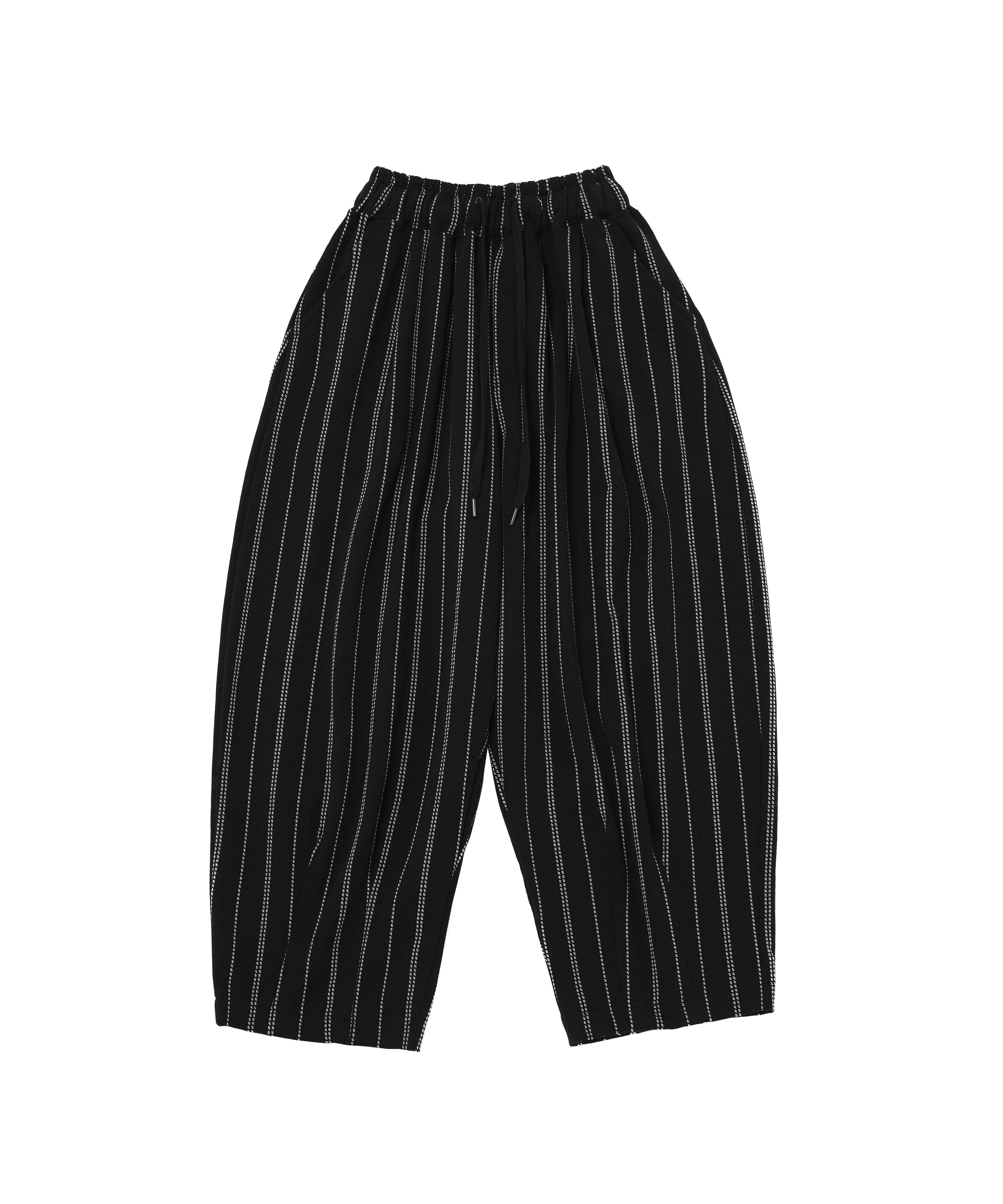 DOTTED-STRIPE BALLOON SWEAT PANTS (Black)