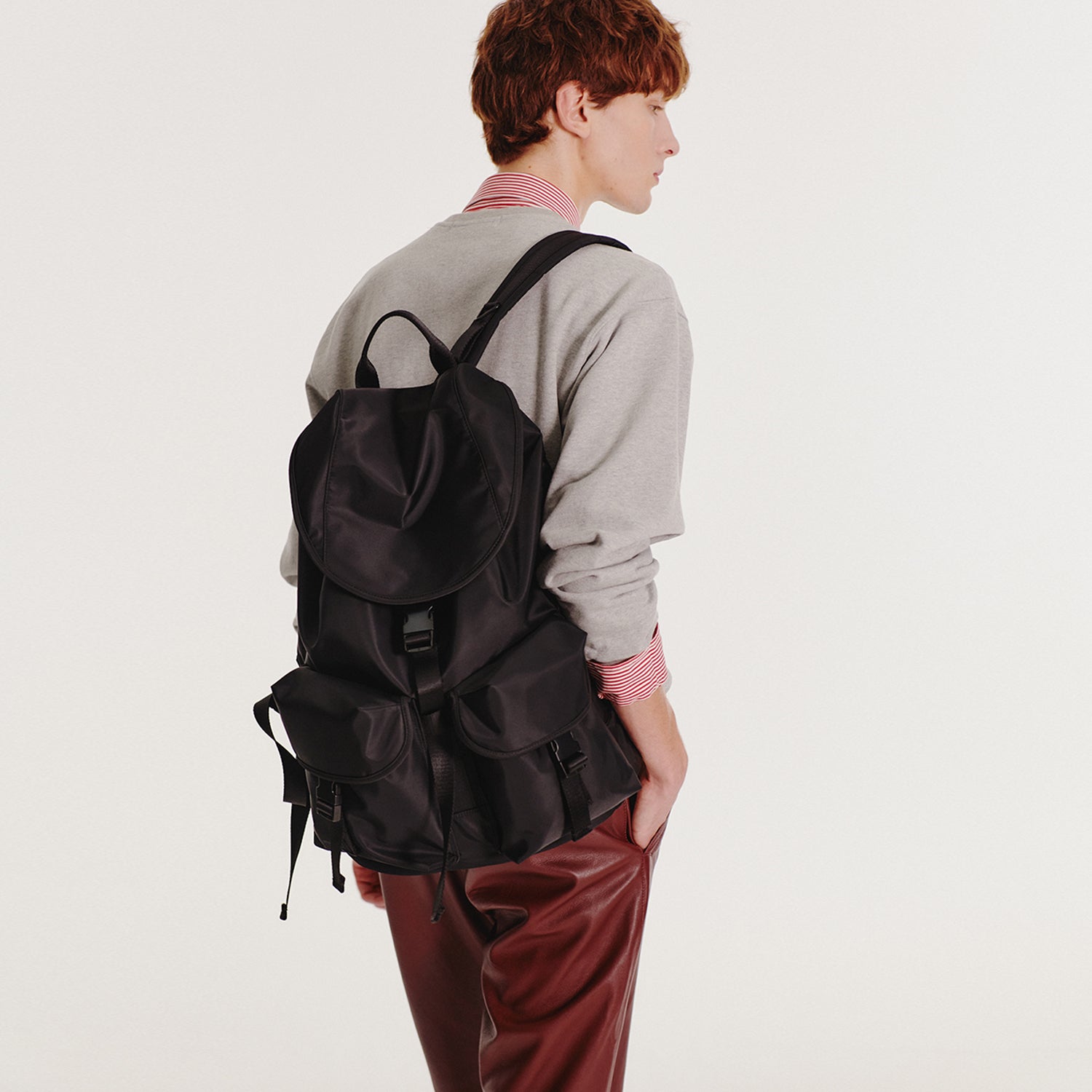 [After Pray Edition] 2-Pocket Nylon Cargo Rucksack (Black)