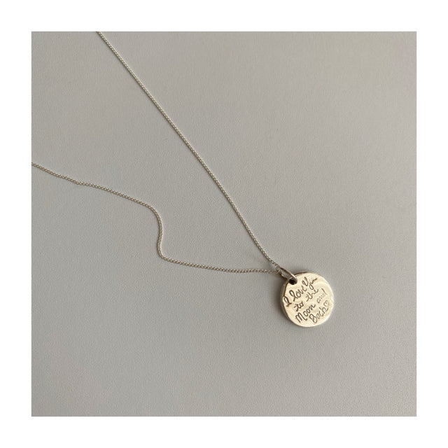 lau Silver 925 Love Moon Lettering Coin Daily Long Necklace