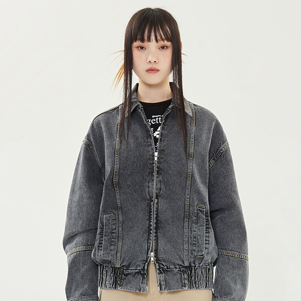 WASHED DENIM BLOUSON_BLACK