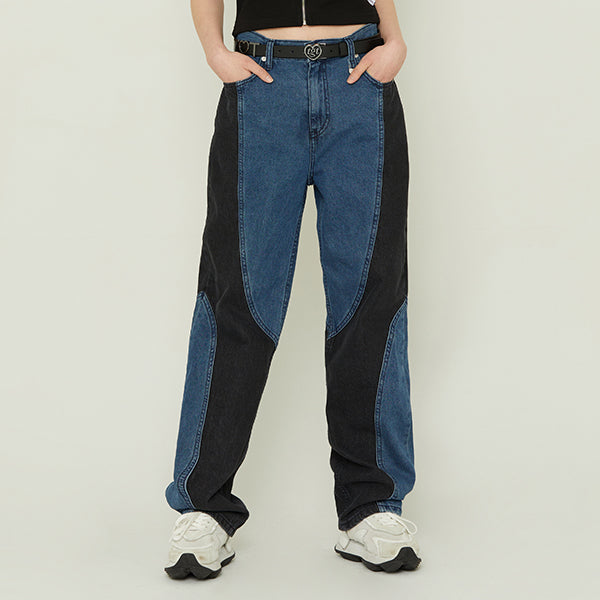 COLORATION CURVED DENIM PANTS_INDIGO