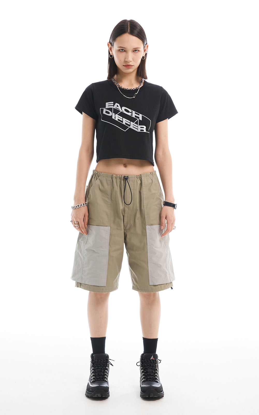 REFLECTIVE CROP T-SHIRT_BLACK