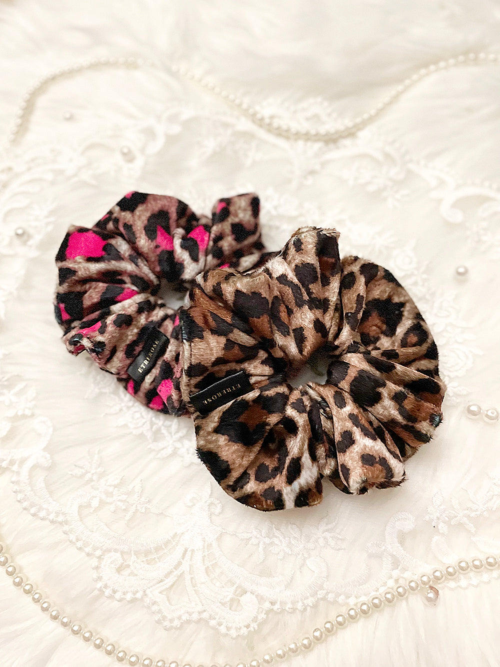 Leopard Mocha Microfiber Scrunchie (2color)