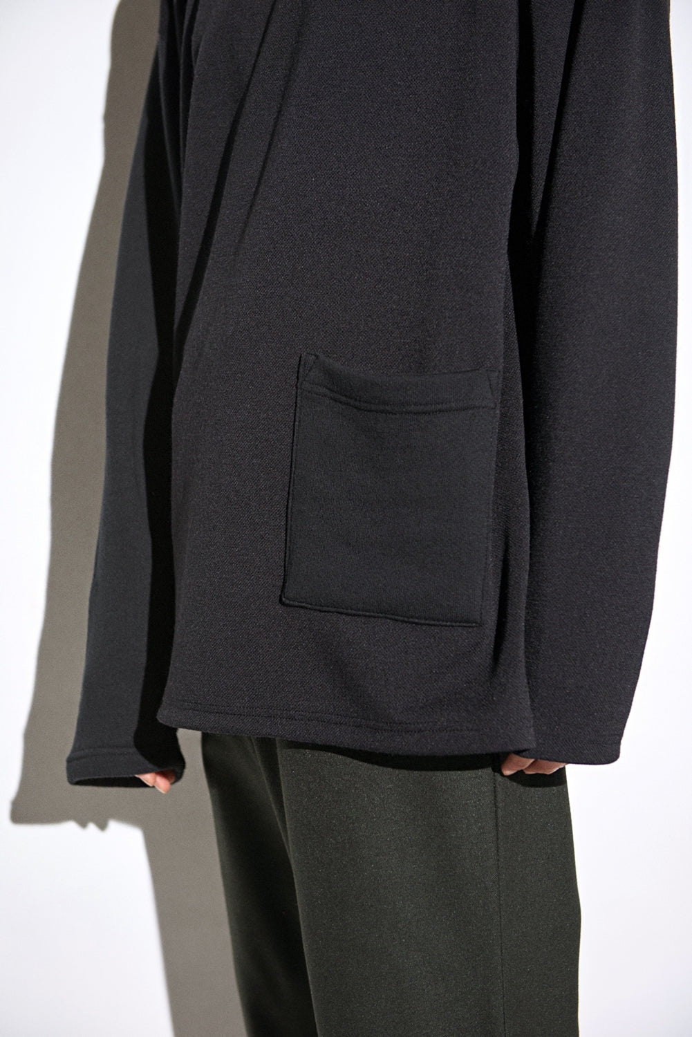 KNIT X TERRY COMBINATION POCKET TEE (Black)