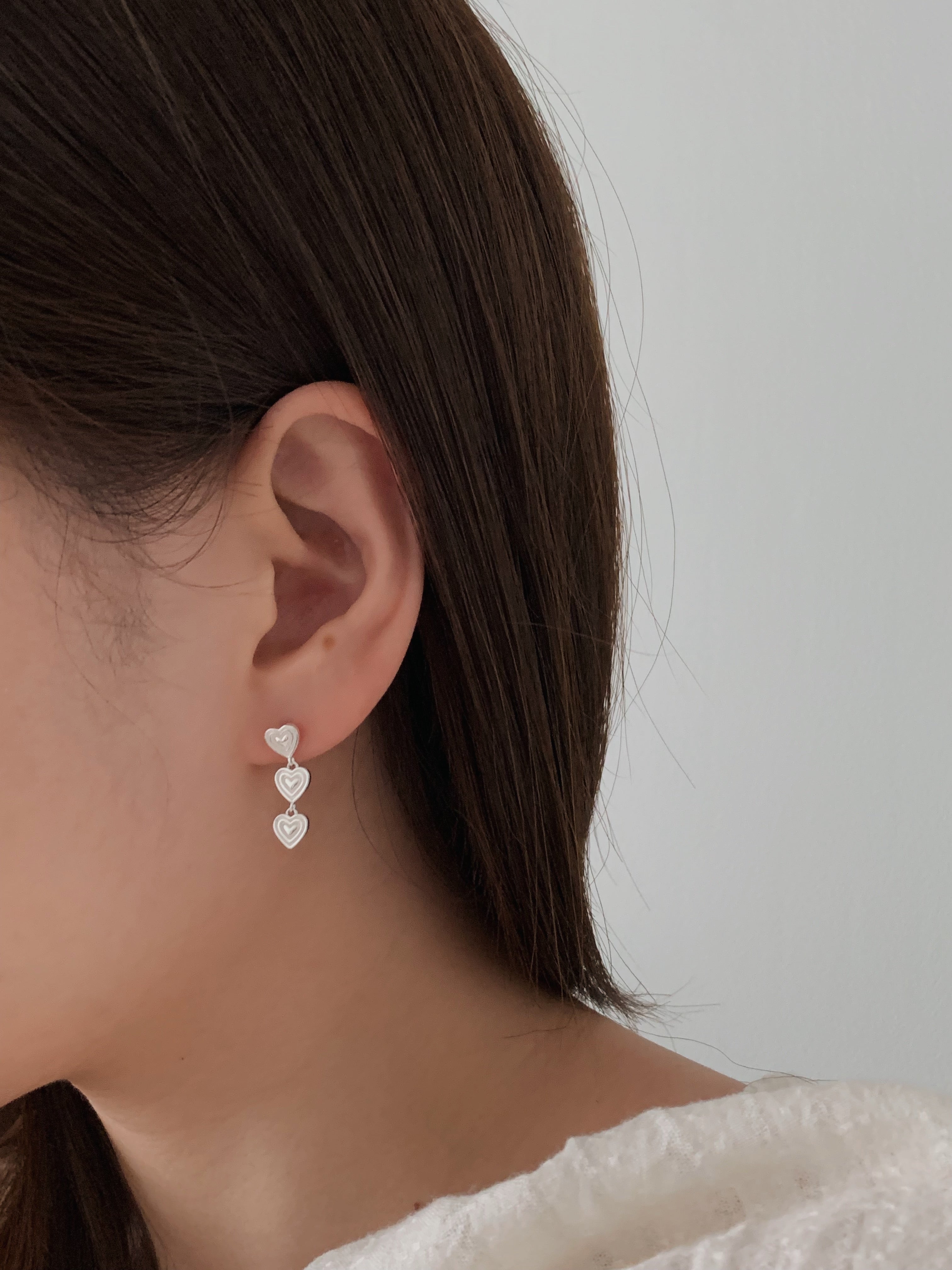 [925silver] Melody heart earrings