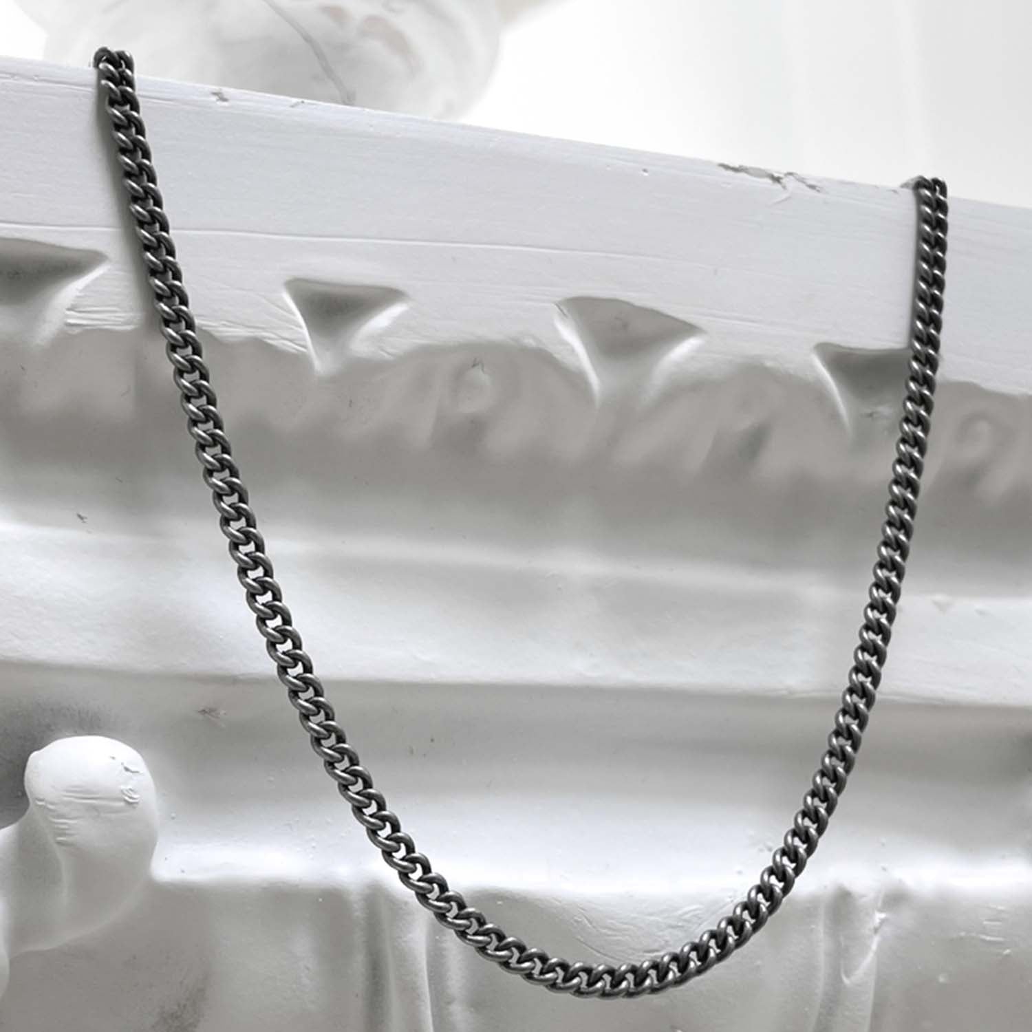 [BLESSEDBULLET]2.5MM classic chain necklace_dark silver