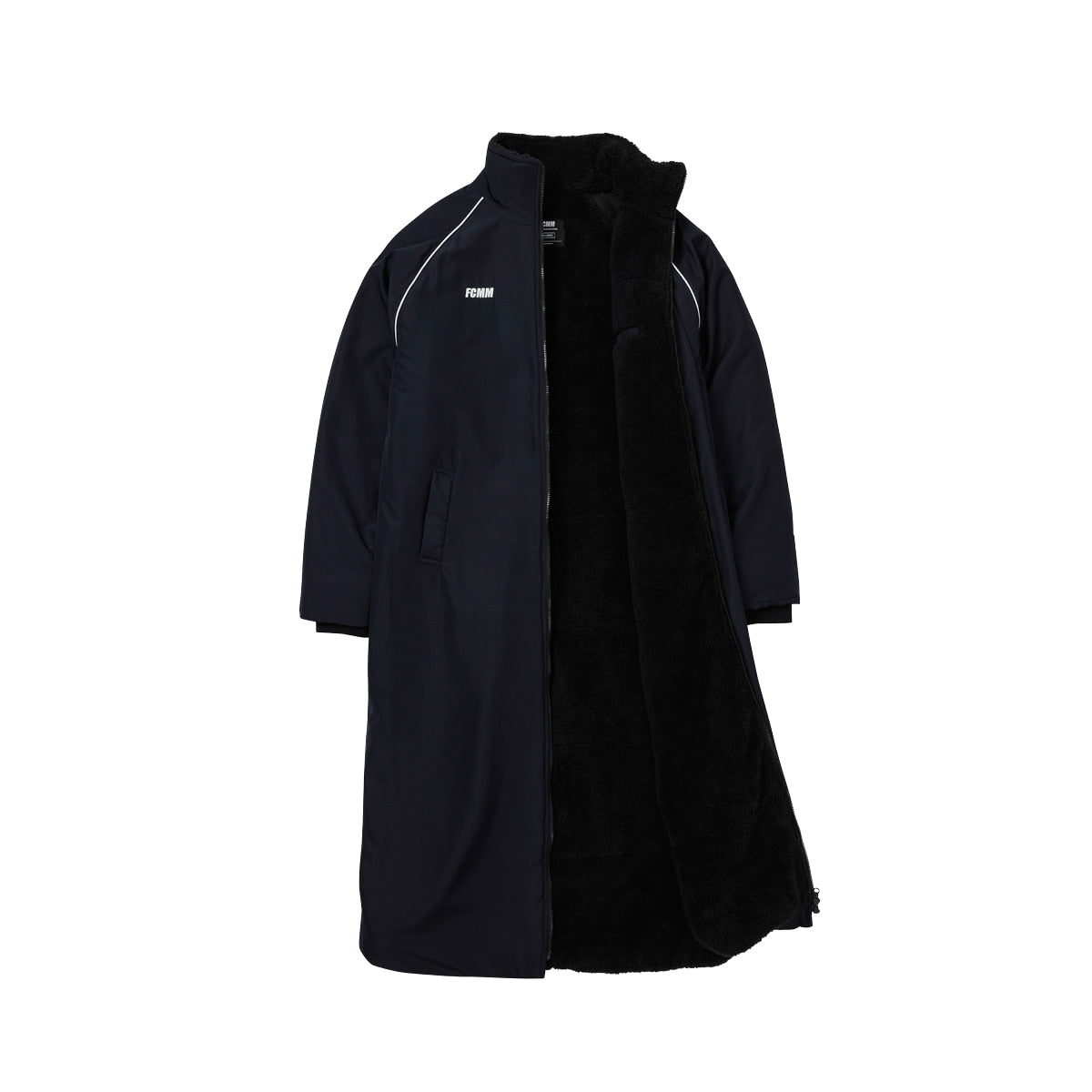 FOOTBALL PIPING BENCH COAT - BLACK