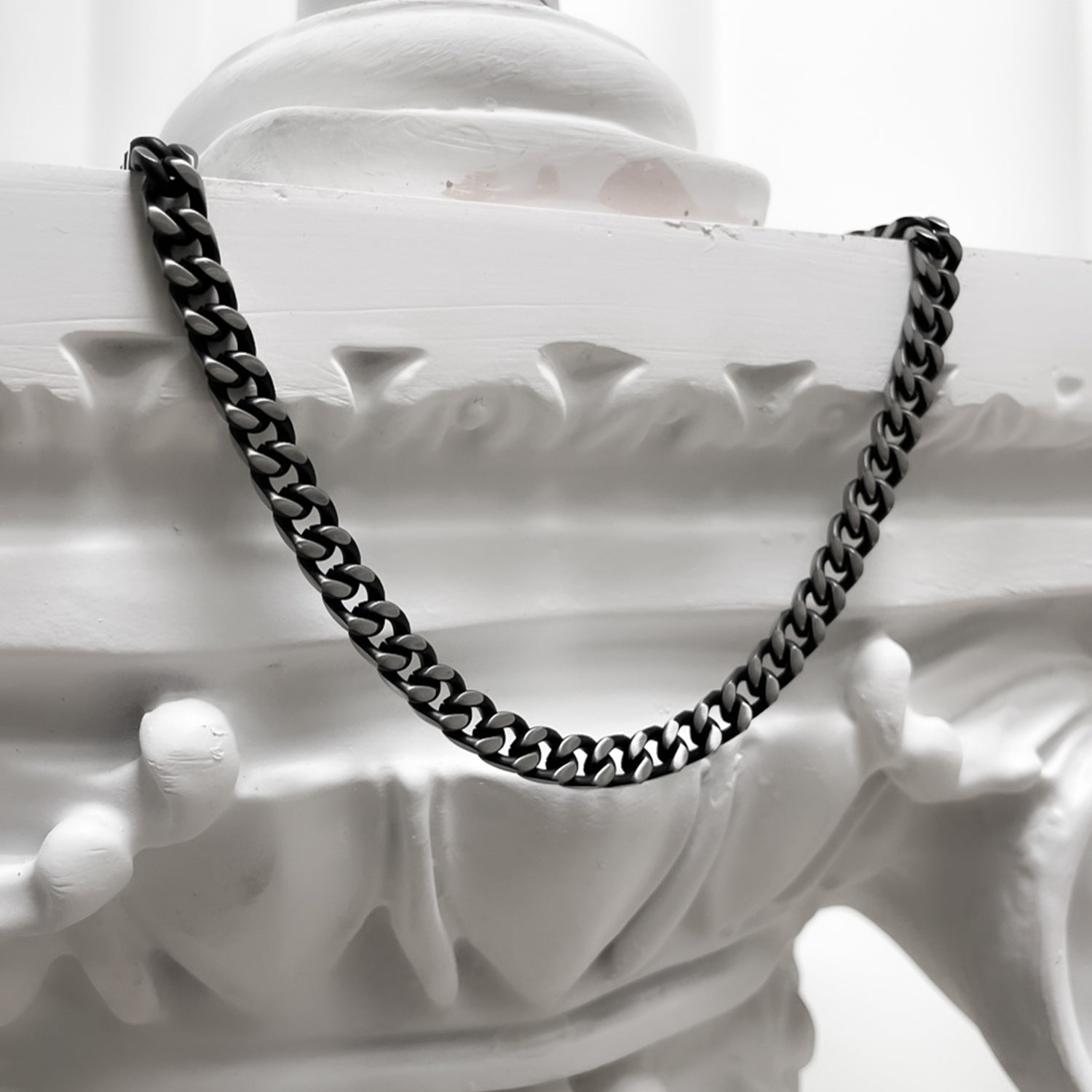 [BLESSEDBULLET]black line  chain necklace_blacksilver_11mm