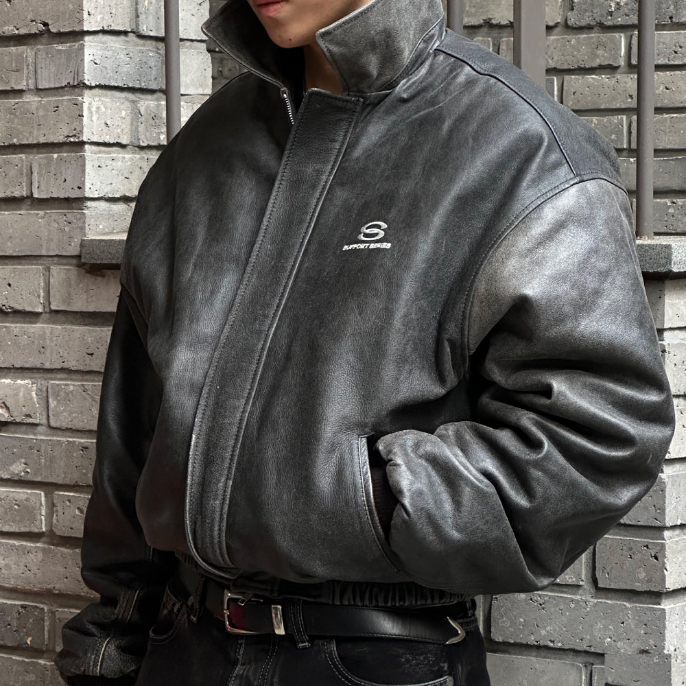 SUPPORT SERIES COWHIDE CRACK JACKET BLACK