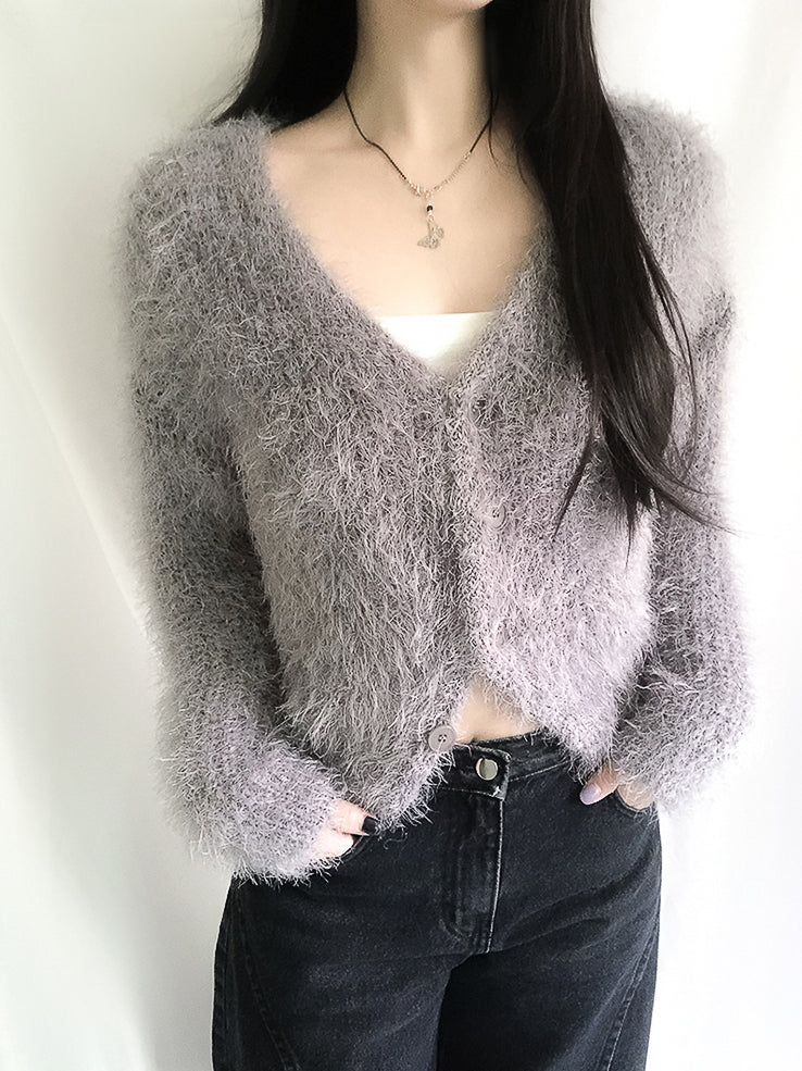 (8color) angel boucle fur cardigan