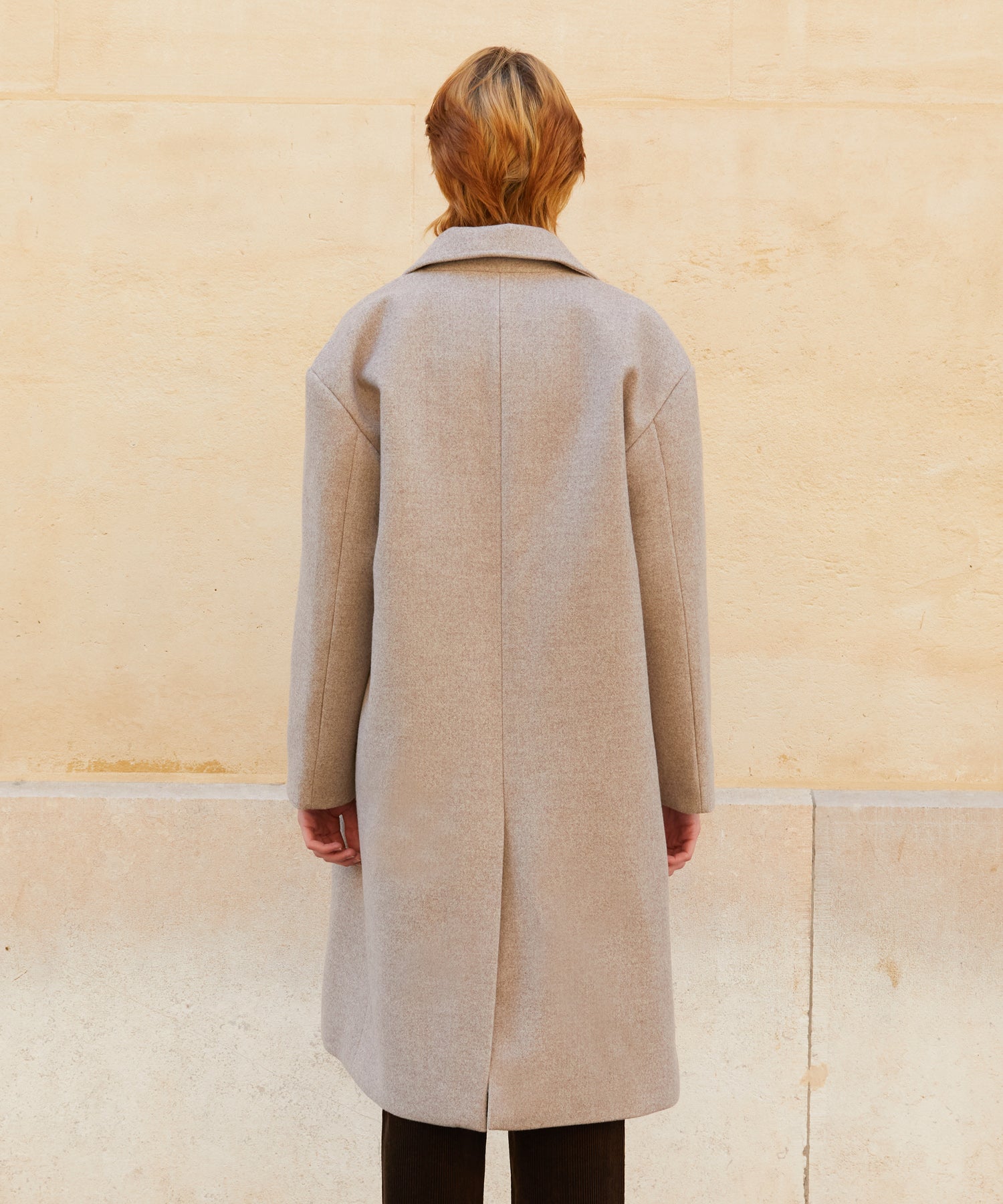 RCH wool blended oversized long coat gray