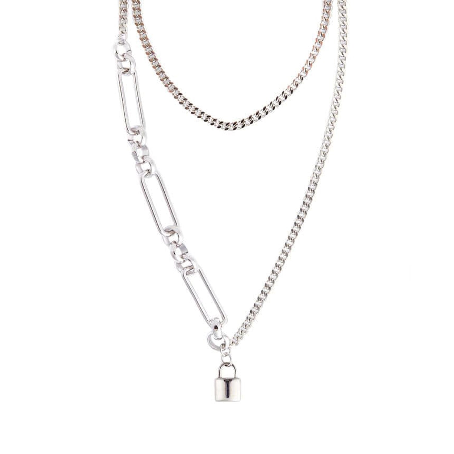 ITZY Wear! Lock Half Chain Layered Necklace 2 SET