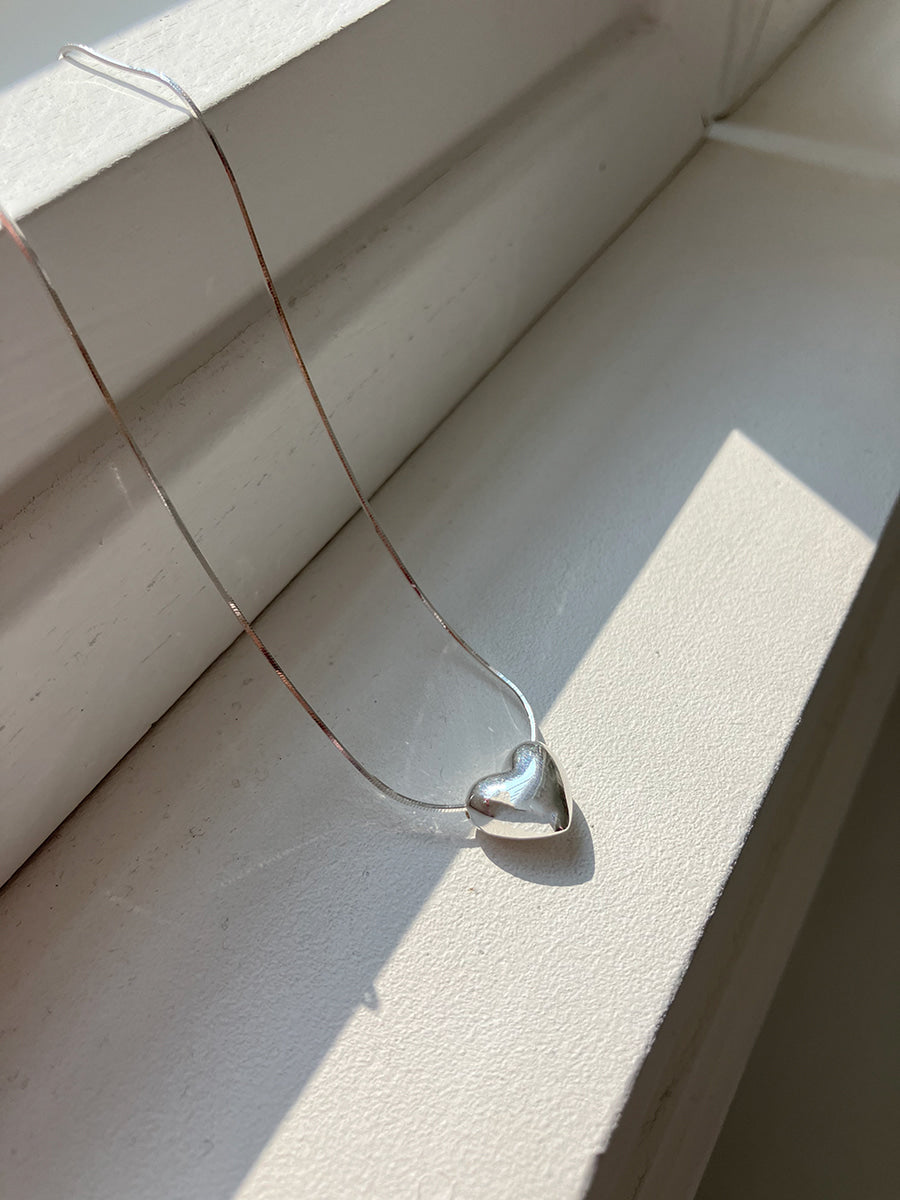 [92.5silver] silky heart necklace