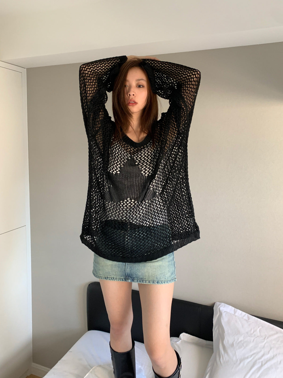 Star loose see-through knit