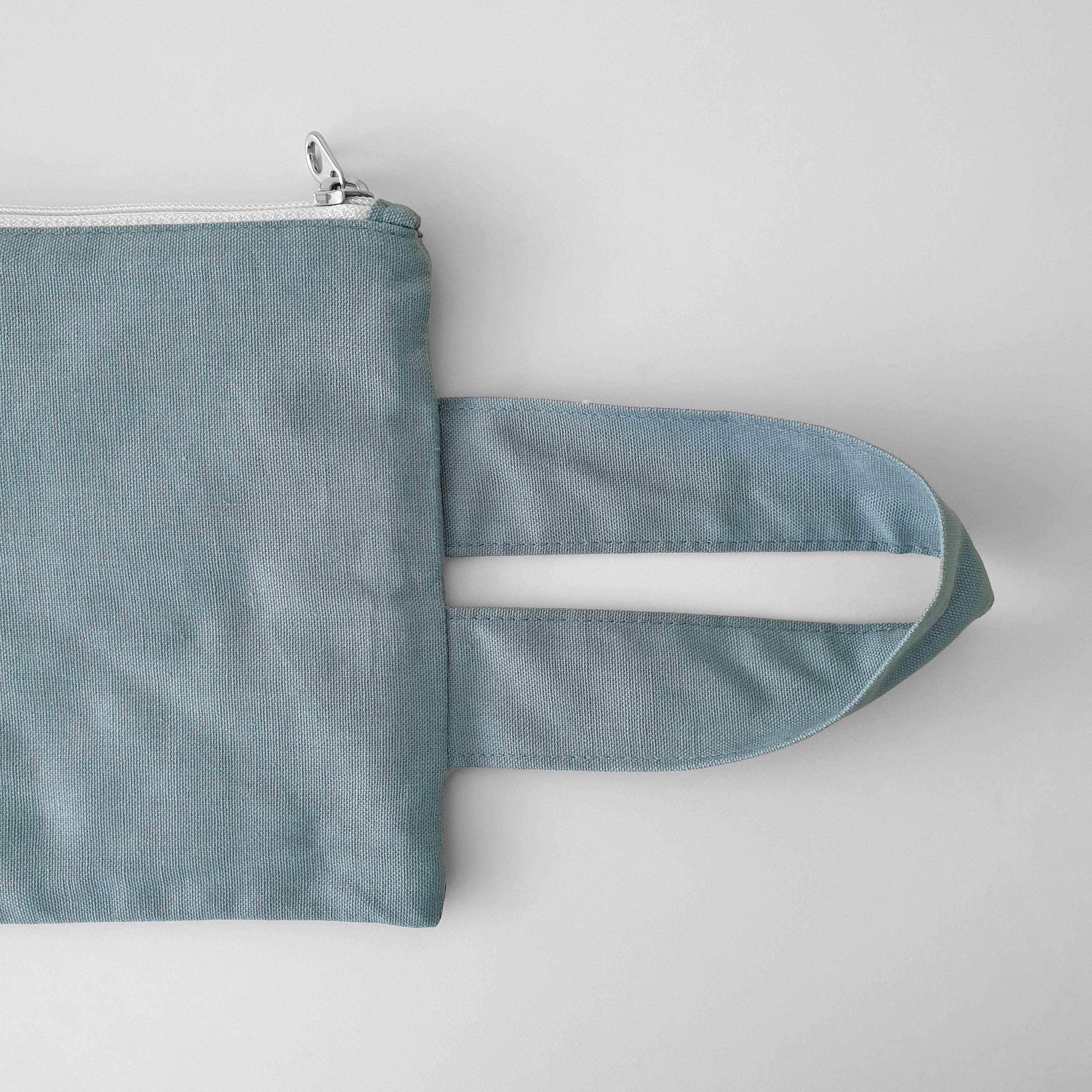 Oxford simple line strap pouch - skyblue gray