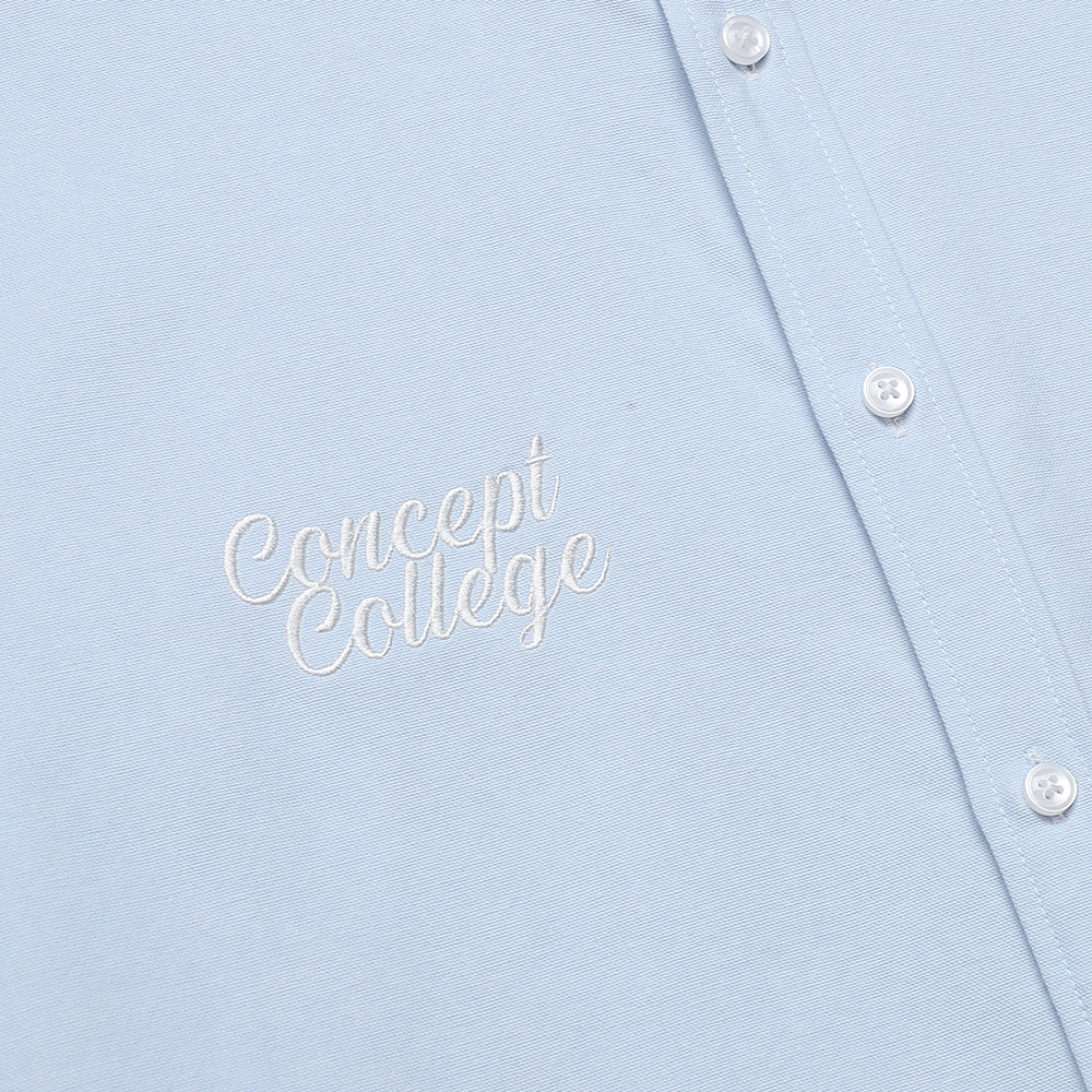 C Patch Short-Sleeved Unisex Sky blue Oxford Shirt