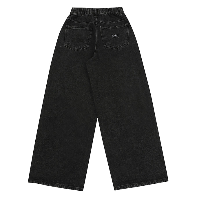 BLACK OVERSIZE ATHR POINT DENIM PANTS