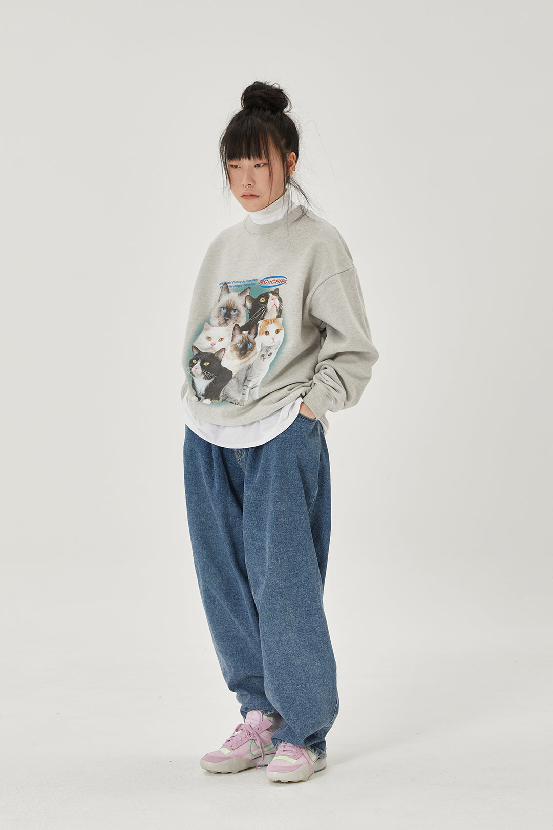 Cat squad goals crewneck [grey]