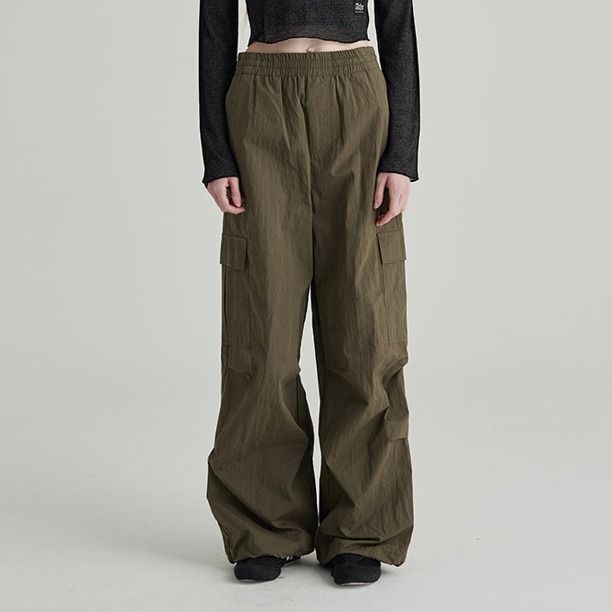 KHAKI OVERSIZE STRING CARGO PANTS