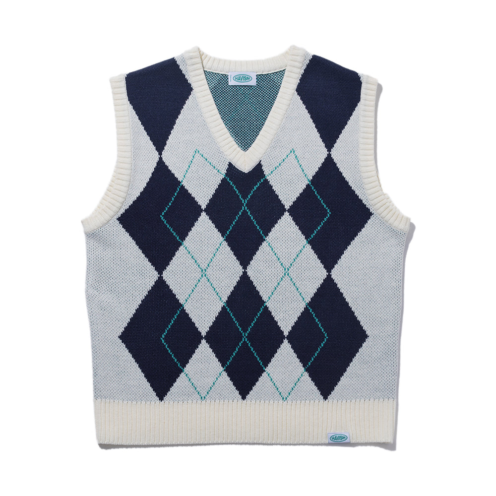 ARGYLE PATTERN KNIT VEST