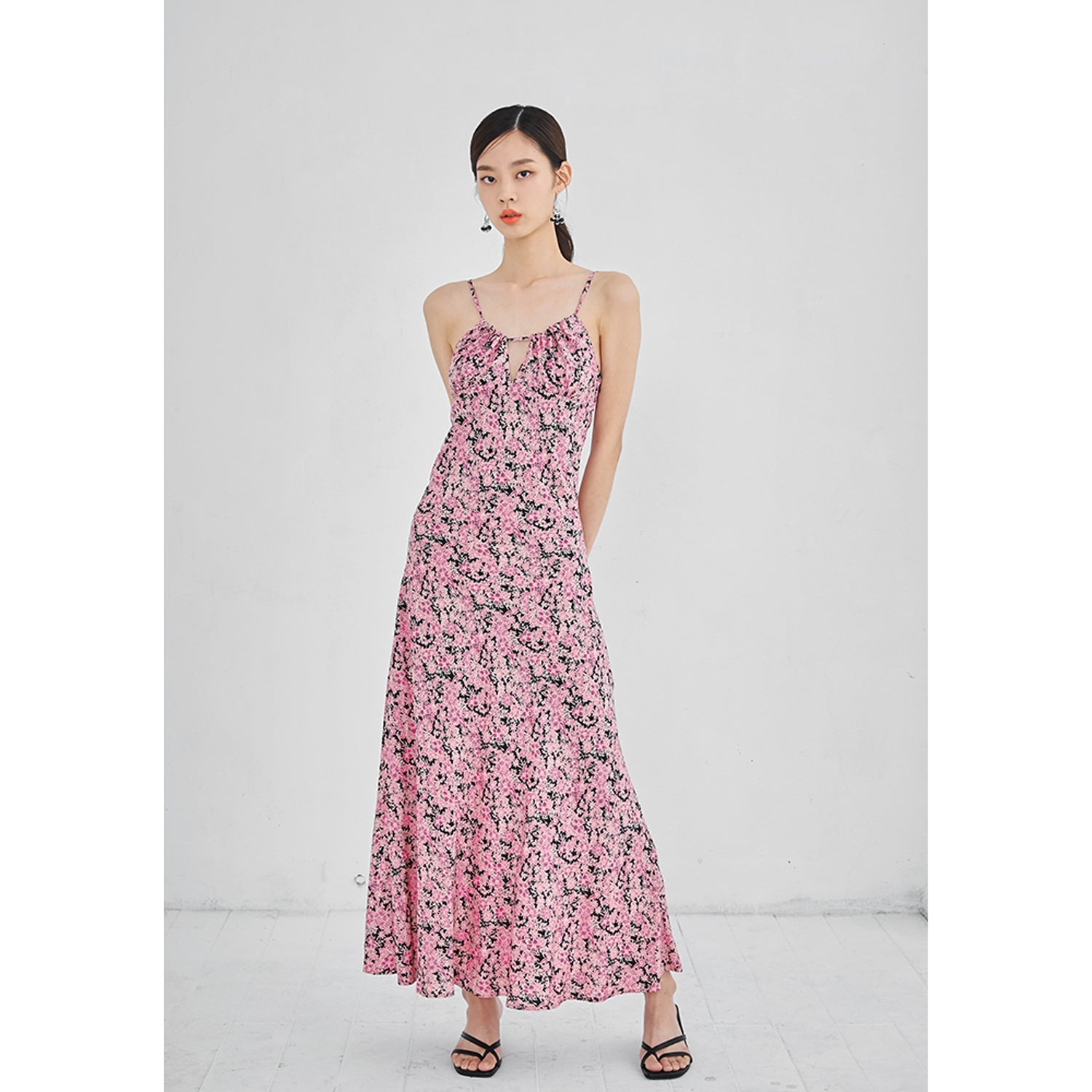 Blush floral maxi dress