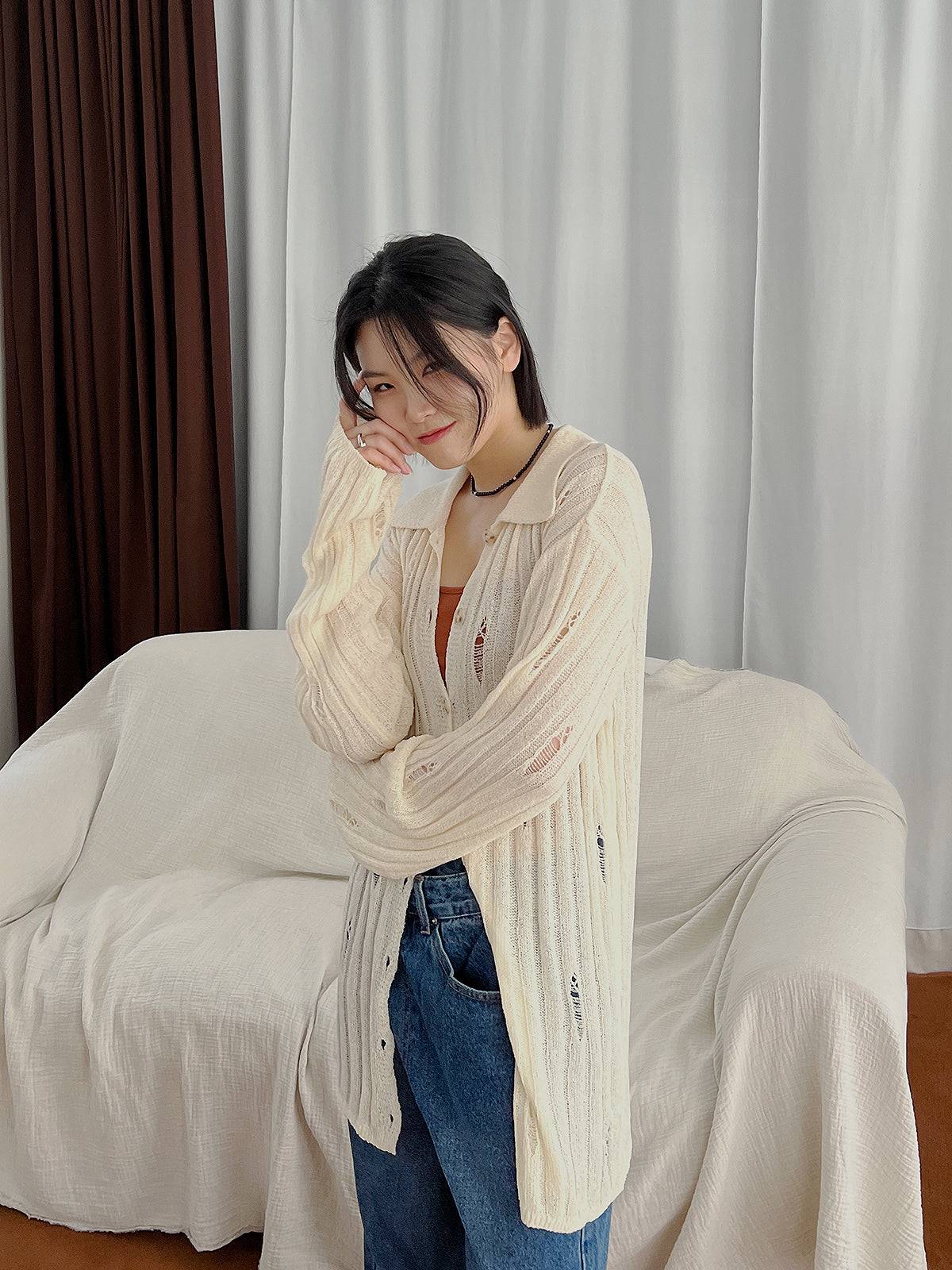 Long Damage Cardigan (3color)