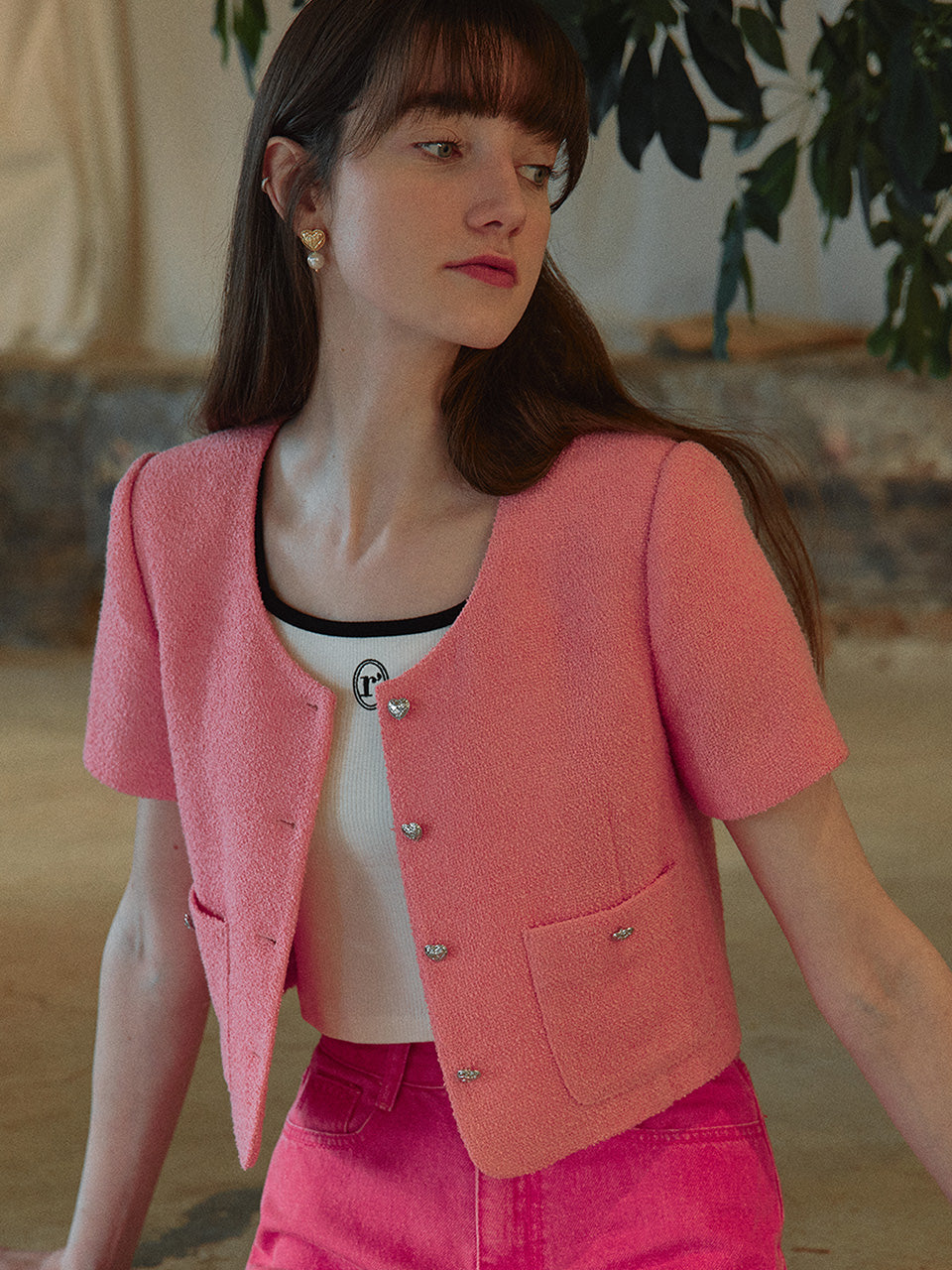 HALF TWEED JACKET PINK