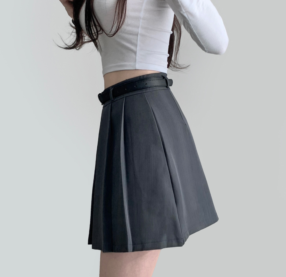 [Belt set] Roache Pleats Mini Skirt